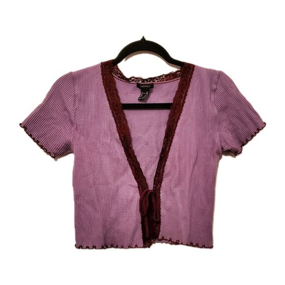 Tops - FOREVER 21 Y2K Balletcore Coquette Lavendar Bolero Tie Front Cardigan Crop M/L
